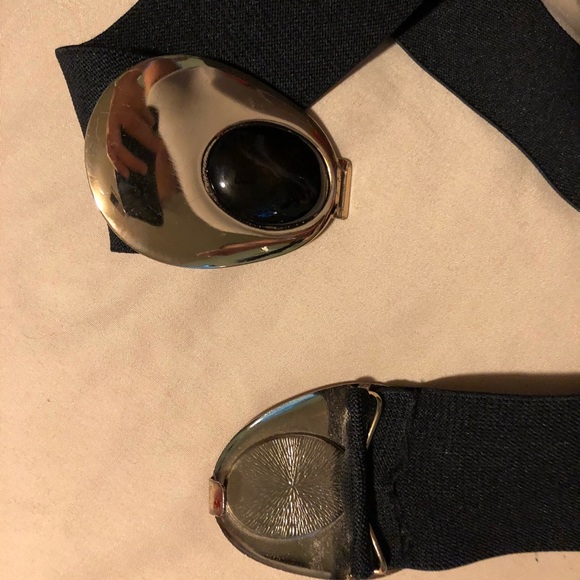 Vintage Black Elastic Stretch Belt with Gold Hook - Picture 6 of 7